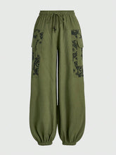 ROMWE Hippie Bohemian Elf Nepal Sun Moon Star Pattern Cargo Pants